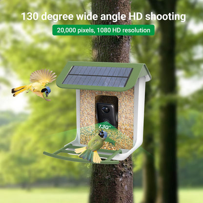 Smart Bird Feeder with Camera, Free AI Identify Bird Feeder, Newest Dual Solar Bird Feeder with 64G High Speed TF Card, 1080P HD Bird Camera Auto Capture Bird Videos & Will Notify, Gift for B - WoodArtSupply