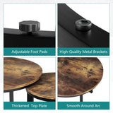 Smuxee Nesting Coffee Table Set of 2, 23.6" Round Coffee Table Rustic Wood Top with Adjustable Non-Slip Feet, Industrial End Table Side Tables for Living Room Bedroom Balcony Yard Smuxee