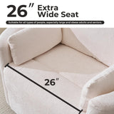 Rhevoy Oversized Swivel Recliner Chair with Massage and Heat, Rocking Chair Nursery with Adjustable Headrest, Rocking Chair Nursery Glider Chairs with 2 Pillows, Glider Rocker Recliner, White Rhevoy