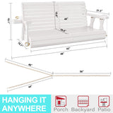 4FT Wooden Porch Swing w/Cupholders,Heavy Duty 800LBS Outdoor Swing Bench w/Chains,Patio Roll Back Swing Chair Bench,Front Porch 2-Person Hanging Bench,for Garden Courtyard Lawn & Balcony Backyard RELIANCER