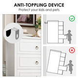 HOSTACK Dresser for Bedroom, 44" Tall Dresser with 5 Drawers, White Chest of Drawers with Storage, Modern Farmhouse Wood Dressers for Closet, Living Room, Hallway HOSTACK