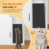 MAHANCRIS Litter Box Enclosure for 2 Cats, Hidden Litter Box Furniture with Scratch Pad, Double Litter Boxes Enclosure, Wooden Cat Washroom, Indoor Cat House End Table, White and Black CWBB3201 MAHANCRIS