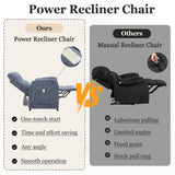 Chenille Power Recliner Chair for Living Room Bedroom|Electric|Remote Control|Side Pockets|Small|Adults (Blue) Anwick