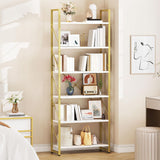 YITAHOME Tall Bookshelf 6 Tier Bookcase, Modern Gold Book Shelf, Open Display Storage Rack Shelves for Living Room/Bedroom/Home/Office/Kitchen, Holder Organizer for Books/Movies, White & Gold YITAHOME
