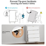 Masupu 4 Drawer Dresser, Drawer Chest, Tall Storage Chest Cabinet Organizer Unit with Metal Legs, Small Dresser for Bedroom, Living Room, Closet, Hallway White Stripe Masupu