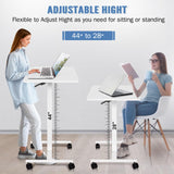 AMUSIGHT Mobile Standing Desk Adjustable Height, Sit Stand Rolling Laptop Desk with Lockable Wheels, Portable Computer Workstation for Home, Office, School (White) AMUSIGHT
