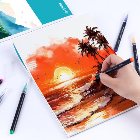 Hapikalor 5.5"x8.5"Watercolor Small Sketchbook for Kids, 30 Sheets (60 Pages) Spiral Bound, Water Color Paper, 140lb/300gsm Watercolor Paper, Watercolor Notebook, Watercolor Journal, Sketch Pad, Teal Hapikalor