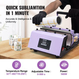 VEVOR Tumbler Heat Press Machine, 11-30oz Mug Press, Heat Up Fast and Even, Tumbler Press with Sublimation Paper, Tape and Gloves, Temp and Time Setting, for Sublimation Tumblers, Cups, Mugs, Purple VEVOR