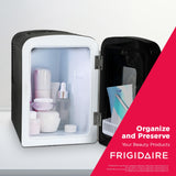 Frigidaire Portable 9-Can Mini Cooler Fridge, 5L, Brushed Stainless Rugged, Window, EFMIS189-SS, Clear Door, Glass Frigidaire