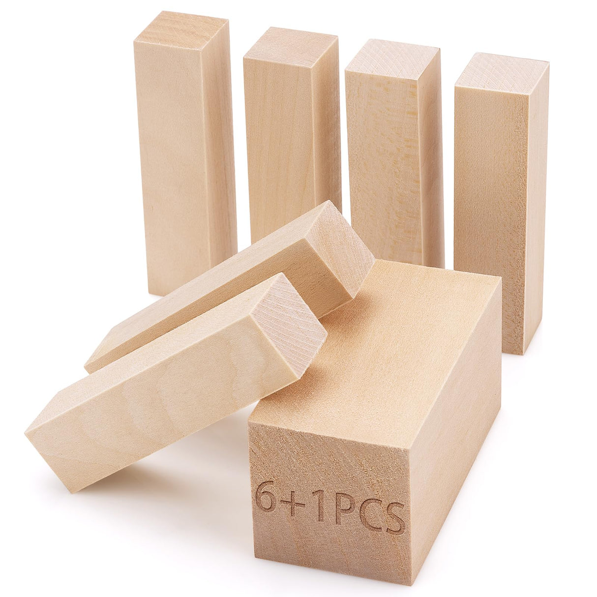 7 Pcs Basswood Carving Blocks,Wood Carving Blocks Set,2 Different Size Whittling Wood Blocks for Craft Carving Wooden Blocks,4x1x1 and 4x2x2 Inch Bass Wood, for Wood Carving Wood Crafts SOKOSEY