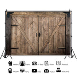 Baocicco 10x7ft Rustic Brown Barn Door Backdrops for Photoshoot Old Wooden Door Western Cowboy Farmhouse Photography Background Cowboy Birthday Baby Shower Wedding Ceremony Vinyl Video Background Baocicco