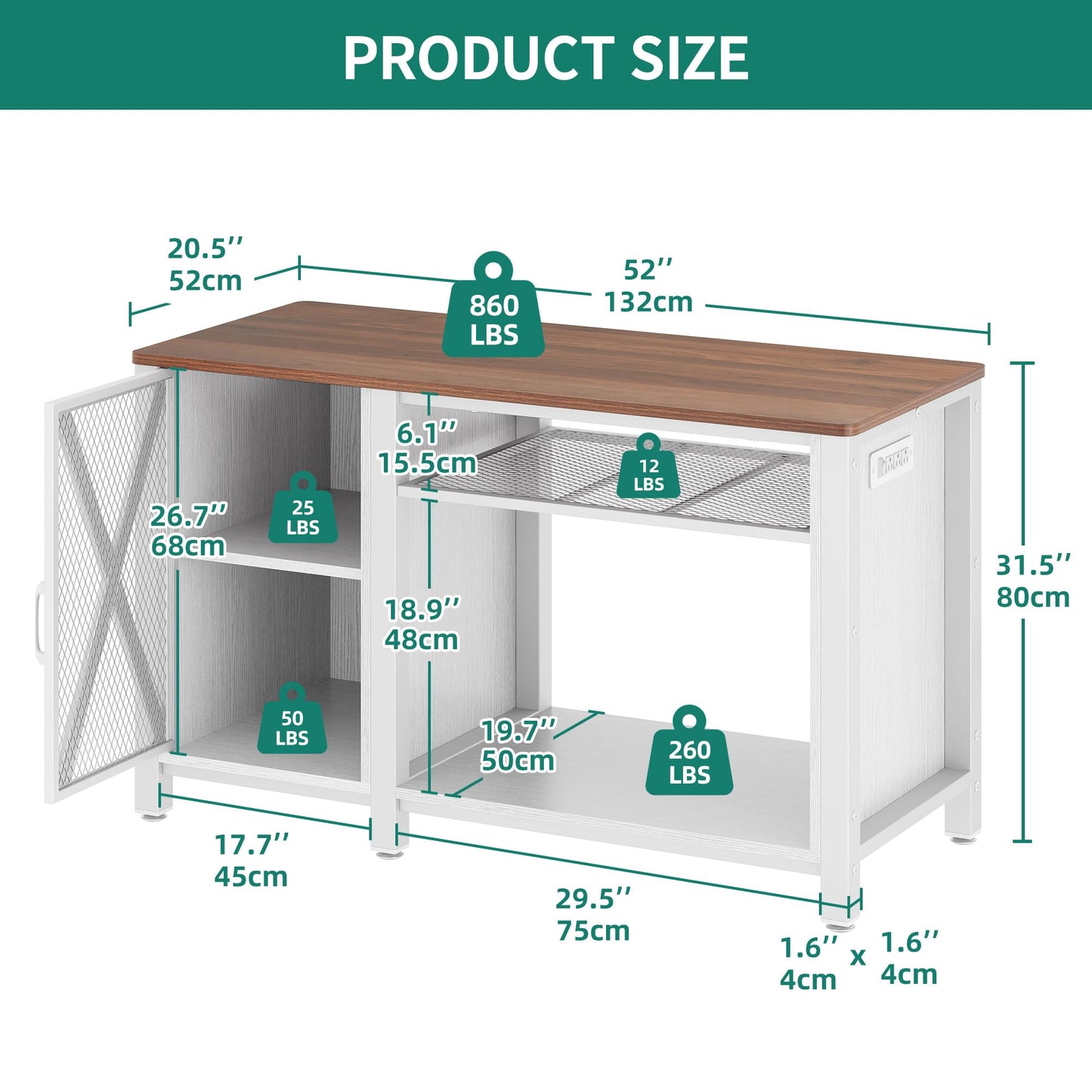 YITAHOME Heavy Duty 55-75 Gallon Aquarium Stand with Power Outlets, Cabinet for Fish Tank Accessories Storage - Metal Fish Tank Stand Suitable for Fish Tank, Turtle Tank, 880LBS Capacity, Whi - WoodArtSupply