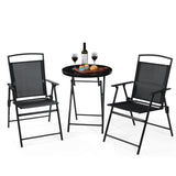 Backyard Expressions 3-Piece Folding Bistro Set – Outdoor Patio Furniture Set with 2 Mesh Chairs & Round Table – Weather-Resistant, Portable & Space-Saving Design for Balcony, Deck, Garden BACKYARD EXPRESSIONS PATIO · HOME · GARDEN