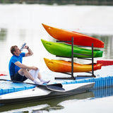Morohope Freestanding Kayak Storage Rack Kayak Tackle Storage Heavy Duty Weatherproof Outdoor Storage Rack Storage Hooks for Kayaks, SUP, Canoe Paddleboard, 3 Levels, Black, SL35003BK Morohope