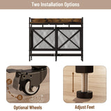 Dog Crate Furniture 48 Inch Wooden Dog Kennel for XLarge Dogs, Heavy Duty Dogs Furniture Indoor Wire Dog Cage with Adjustable Feet & 360° Wheels, Decorative Pet House End Table, Antique Brown COZPAW