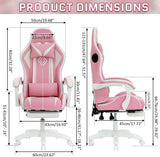 HOFFREE Pink Gaming Chair with Bluetooth Speakers and LED RGB Lights Cute Ergonomic Massage Computer Gaming Chair with Footrest High Back Video Game Chair with Lumbar Support Pink and White HOFFREE