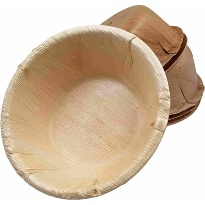 Dtocs 5.5 Inch Round Palm Leaf Bowls Set (50) | 16 Oz Bamboo Bowls Disposable Like Sturdy, Leak Proof Compostable Bowls | Serving Bowls for Fruits, Cereals, Soup | Alternate to Plastic, Wooden Bowls