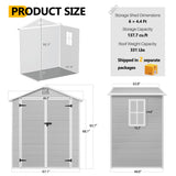 HUGROVE 6 * 4.4 FT Resin Outdoor Storage Shed Plastic Shed with Floor, Reinforced Floor for Patio Furniture, Gardening Tools, Lawn Mower, Plastic Garden Shed with Lockable Door for Backyard (Gray) HUGROVE
