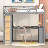 Harper & Bright Designs Twin Loft Bed with Desk, Shelves, and Storage in Grey Harper & Bright Designs