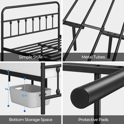 Yaheetech Classic Metal Platform Bed Frame Mattress Foundation with Victorian Style Iron-Art Headboard/Footboard/Under Bed Storage/No Box Spring Needed/Queen Size Black