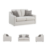 Signature Design by Ashley Maitelynn Contemporary Loveseat with Accent Pillows, Reversible Cushions and Sloped Arms, Light Gray Signature Design by Ashley