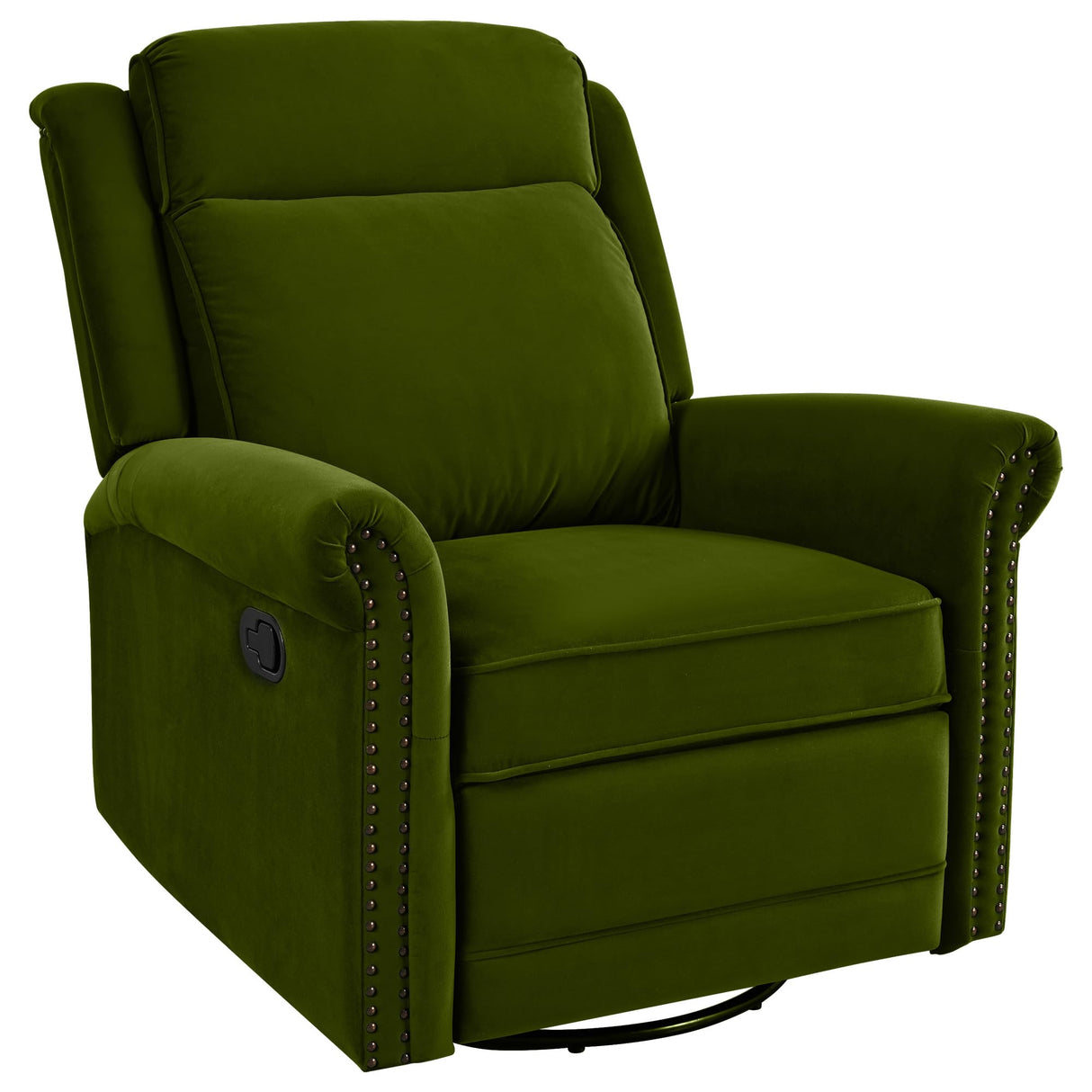 360° Swivel Recliner Chair with Adjustable Backrest, Manual Rocking Recliner Home Theater Manual Recliner Chair with Metal Base and Velvet Fabric for Living Room (Green, 2) JIVOIT