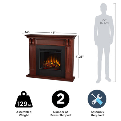 Real Flame Ashley 48" Electric Fireplace with Mantel for Living Room or Bedroom, Replaceable Fireplace Insert Heater, Realistic Log and Flame Effect, Remote Control, Timer.