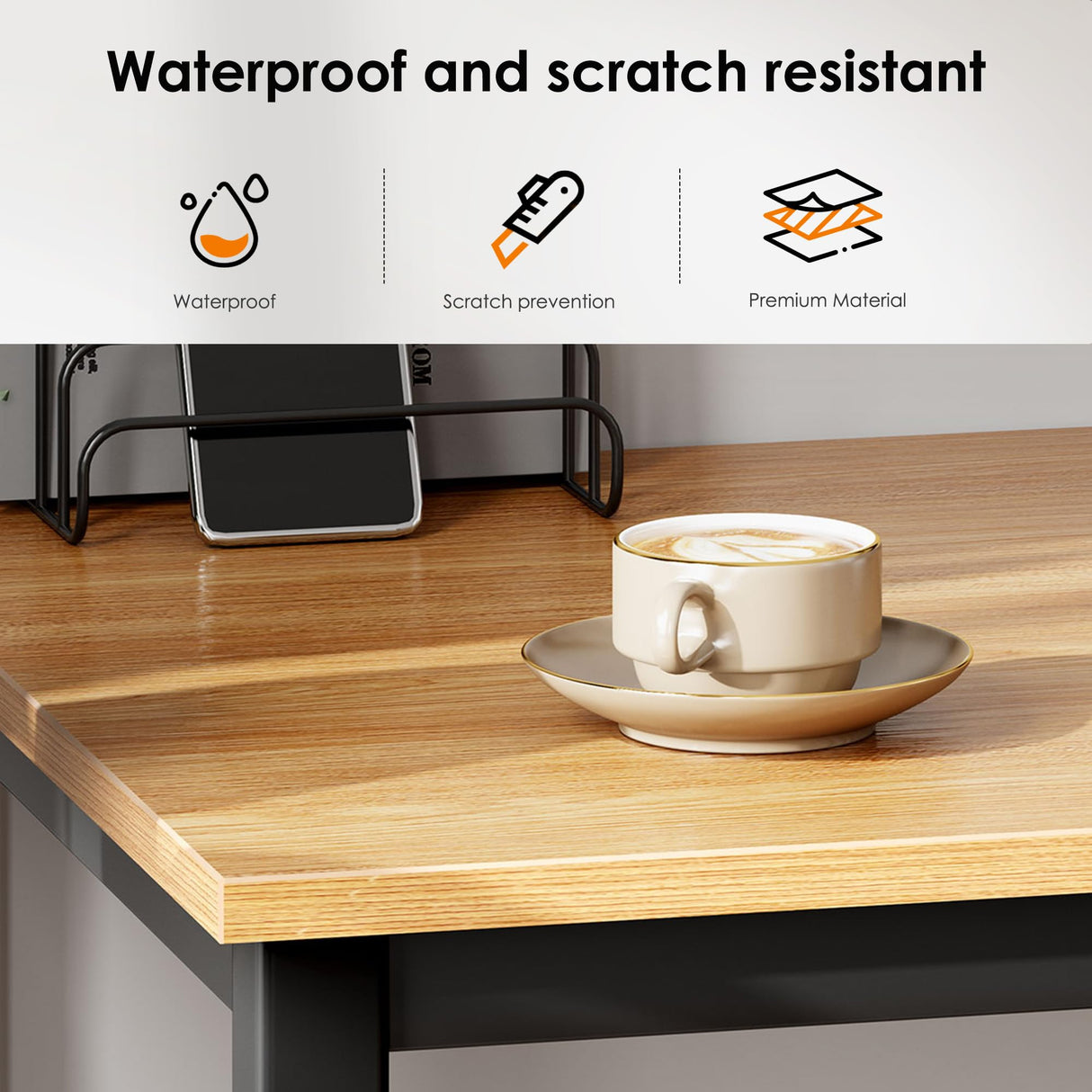 DlandHome 63 inches X-Large Computer Desk, Composite Wood Board, Decent and Steady Home Office Desk/Workstation/Table, BS1-160TB Teak and Black Legs, 1 Pack DlandHome