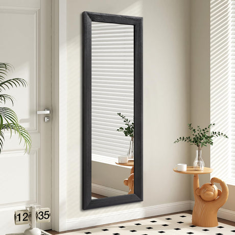 AAZZKANG Full Length Mirror with Wood Framed Modern Full Body Mirror 47"x16" Rectangle Large Wall Mirror for Bedroom Living Room Bathroom Dressing Room Entryway Black AAZZKANG