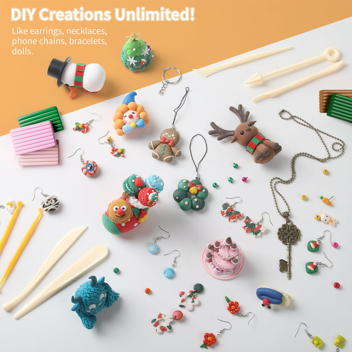 Aestd-ST Polymer Clay Kits, 85 Colors Oven Bake Modeling Clay for Kids, Non-Sticky Molding Clay with Sculpting Tools and DIY Accessories, Holiday Gift for Children and Artists Aestd-ST