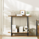 YATINEY Narrow Console Table, 2-Tier Small Entryway Table, 29.5" Thin Sofa Table with Storage, Behind Couch Table, Display Table, for Living Room, Hallway, Entryway, Rustic Brown and Black CT01BR YATINEY
