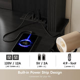 Maupvit Farmhouse Vanity Desk with Mirror and Lights, Makeup Vanity Table with Charging Station, 45" Bedroom Table with 4 Drawers and Cabinets, 3 Lighting Modes, Black Maupvit