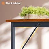 ODK Computer Writing Desk 55 inch, Sturdy Home Office Table, Work Desk with A Storage Bag and Headphone Hook, Deep Brown ODK