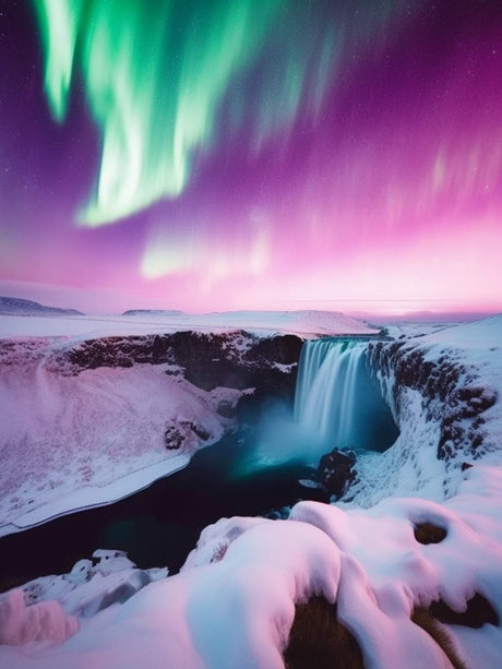 Diymood Paint by Numbers for Adults Landscape, DIY Oil Painting Aurora Waterfall Acrylic Paint by Number Kits for Kids Adults Beginner for Home Wall Decor 16x20 inch Diymood