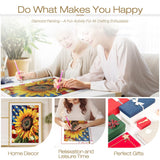 Sanjee Sunflower Diamond Art Painting Kits for Adults Beginner, American Flag 5D DIY Round Full Drill Gem Art Crafts for Home Wall Decor Gift, 12x16inch Sanjee