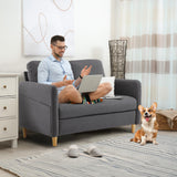 VINGLI 47" Small Couch, Dark Grey Linen Loveseat Sofa Mini Couch Mid Century Modern Decor Love Seat for Small Spaces Living Room, Bedroom, Play Room VINGLI