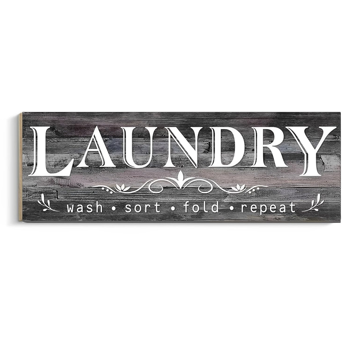 Laundry Sign, Solid Wood Laundry Room Decor, Rustic Signs Wall Hanging for Home Farmhouse Wall Decorations, 5.5 x 16.5 inch COLOR VALLEY ART