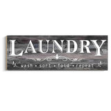 Laundry Sign, Solid Wood Laundry Room Decor, Rustic Signs Wall Hanging for Home Farmhouse Wall Decorations, 5.5 x 16.5 inch COLOR VALLEY ART