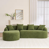 VYNELITO Oversized Sectional Sofa with Chaise for Living Room, 99" Modern Luxury Chenille 4-Seater Sofa Extra Wide Seat L-Shape Curved Cloud Couch with 4 Throw Pillows,Antique Green VYNELITO
