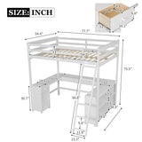 Harper & Bright Designs Full Size Loft Bed with U-Shaped Desk, Wood Full Loft Bed Frame with Cabinet, Drawers and Storage Shelves, High Loft Bed Frame Full, White Harper & Bright Designs