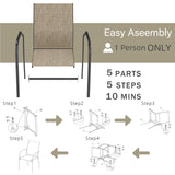 AECOJOY 5 Piece Patio Table and Chair Set for 4, Outdoor Dining Set Includes 51.2" Rectangle Table with 1.73" Umbrella Hole, 4 Stackable Textilene Chairs, for Garden, Backyard and Poolside, Dark Gray AECOJOY