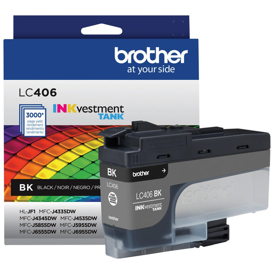 Brother Genuine LC406BK Standard Yield Black INKvestment Tank Ink Cartridge