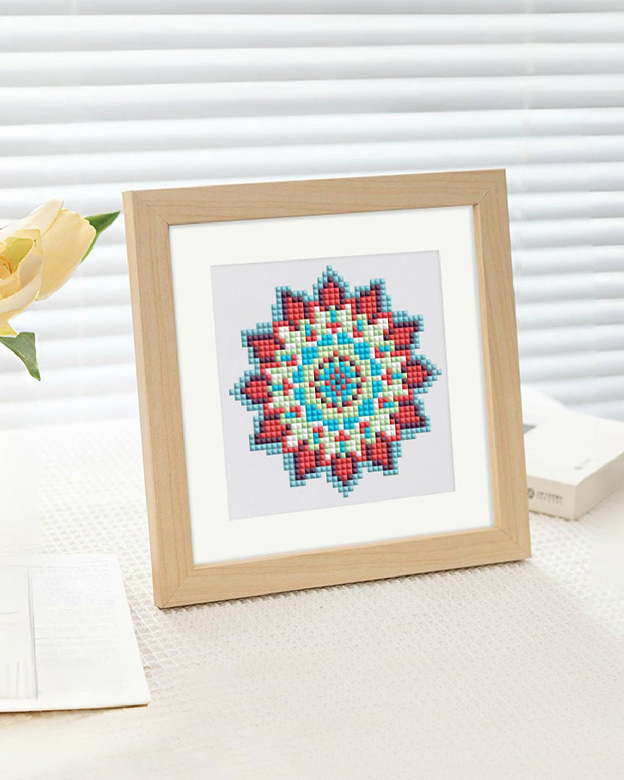 PeakLuv 12pcs Mandala Small Diamond Art Kits Small Diamond Painting Kits, Flowers Mini Diamond Art Kits for Beginners, Square Drill Mini Gem Painting 1-Hour Painting for Home Desktop Decor, 6X6in PeakLuv