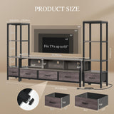 YITAHOME TV Stands for 65 inch TV Entertainment Center with 2 Industrial 4-Tier Bookshelves, LED TV Stands for Living Room, Modern Farmhouse TV Console Cabinet with Power Outlets, Grey YITAHOME