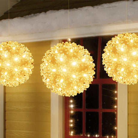 Christmas Lighted Sphere Balls Outdoor - 3 Pack 5.5" 50 LED Hanging Starlight Light, Replaceable Bulbs with Add-On Plug, Hanging Lights for Trees Party Wedding Patio Indoor Decorations Brightown