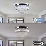 LEONTYNE 11.8 inch Crystal Chandeliers Modern Crystal Ceiling Light LED Chandeliers Semi Flush Mount Chandelier Light for Bedrooms Dining Living Room Hallway (6500K Cool White Light) LEONTYNE