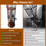 SMMYMGF Fishing Pole Holders for Garage, Wooden Fishing Rod Rack, Floor Stand Holds up to 15 Rods,Fishing Gear and Equipment Storage Organizer, Fishing Gifts for Men and Boys. SMMYMGF