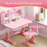 Xaperexi Kids Desk and Chair Set, Height Adjustable Child's School Study Writing Tables, Kids Desk with Bookstand and Storage Drawer, Widened Desktop with Desktop for Boys and Girls Xaperexi