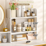 Makeup Vanity Desk No Mirror for Bedroom, Vanity Table Set with 2 Drawer and Open Storage Shelves, Small Vanity for Small Spaces, White and Gold, 31.5in(L) ThreeHio