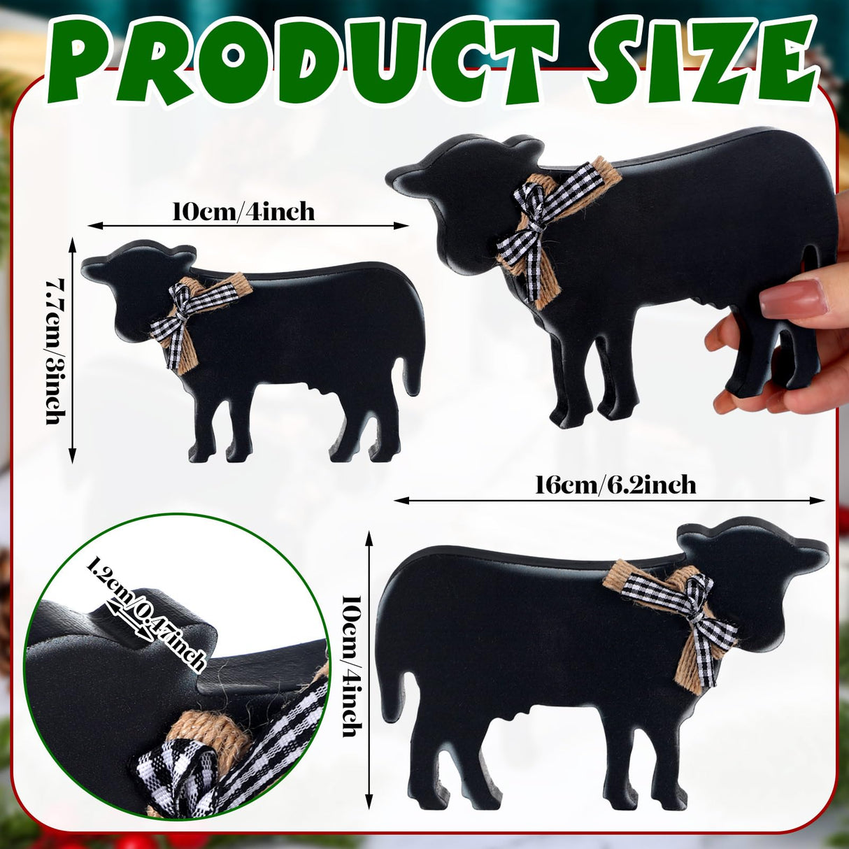 Bucherry 3 Pcs Farmhouse Cows Tiered Tray Decor Wooden Cow Tabletop Rustic Block Centerpiece Cow Table Sign Standing Ornament for Home Kitchen Holiday Party Decor(Popular Style) Bucherry